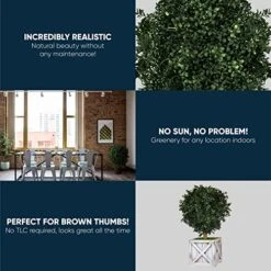 Tin Roof Interiors 24" Tall Artificial Boxwood Shrubs (2), Includes Galvanized Metal Pot, Outdoor Ready, Natural Looking Fake Potted Shrubs -Green Leaf Store 51GwjMCdwXL