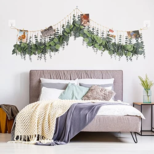HYUZO Hanging Eucalyptus Boho Wall Decor Large Bedroom Eucalyptus Garland Artificial Eucalyptus Greenery Farmhouse Rustic Wall Hanging Fake Plants Leaves 5.6 Feet For Bathroom Living Room Decorations 4 HYUZO Hanging Eucalyptus Boho Wall Decor Large Bedroom Eucalyptus Garland Artificial Eucalyptus Greenery Farmhouse Rustic Wall Hanging Fake Plants Leaves 5.6 Feet For Bathroom Living Room Decorations - Image 4