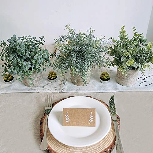Winlyn Set Of 3 Mini Potted Artificial Eucalyptus Plants Plastic Fake Green Rosemary Plant For Home Decor Office Desk Shower Room Decoration 3 Winlyn Set Of 3 Mini Potted Artificial Eucalyptus Plants Plastic Fake Green Rosemary Plant For Home Decor Office Desk Shower Room Decoration - Image 3