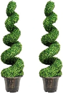 GENERIC Aurcs 4 Ft Artificial Boxwood Spiral Topiary Tree, Fake Plant Decor In Plastic Pot W/ Realistic Leaves & Twined Branches, Sturdy Steel Frame, Faux Potted Plants For Home, Office, Front Porch (1) -Green Leaf Store 51H9yBd9t9L. AC