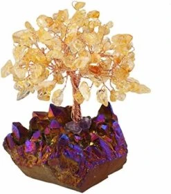 Mookaitedecor Amethyst Crystal Tree, Amethyst Cluster Crystals Base Bonsai Money Tree For Wealth And Luck -Green Leaf Store 51HISs Bw8L. AC