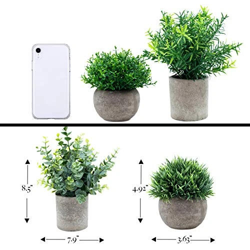 GreenCallow Artificial Plants For Home Decor Indoor. 4 Mini Plants, Rosemary Faux Plant Decor, Eucalyptus Plant, Grass Faux Plants. Small Fake Plants For Shelf Or Desk Plant Artificial Greenery Décor 7 GreenCallow Artificial Plants For Home Decor Indoor. 4 Mini Plants, Rosemary Faux Plant Decor, Eucalyptus Plant, Grass Faux Plants. Small Fake Plants For Shelf Or Desk Plant Artificial Greenery Décor - Image 7