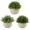 N-O Artificial Potted Plants Bathroom Home Office Decor Mini Fake Greenery Faux Topiary Shrubs Plants For Desk Decoration 3 Packs (Green), 4.3 X 4.3 X 4.7in -Green Leaf Store 51ISGp9CmIL