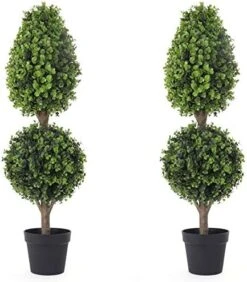 Bornbridge Artificial Topiary Ball Tree - 4' Ball Tree - Indoor/Outdoor Topiary Trees - Artificial Outdoor Plants (2 Pack, Wintergreen - Pinnacle) -Green Leaf Store 51Itegifd4L. AC