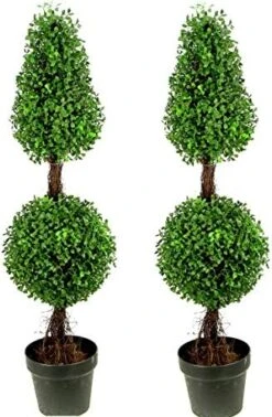 Admired By Nature Aritificial Double Ball,Shaped Boxwood Topiary In Plastic Pot, Green (GTR4634-NATURAL-2), 3ft -Green Leaf Store 51Itryx6bSL. AC