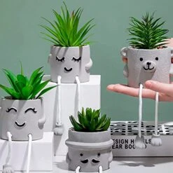AEMYMTW Fake Potted Plants – Cute Artificial Succulents With Funny Ceramic Pot – Animated Hanging Plants Artificial Décor For Home And Office – Safe And Secure Packaging - 6.9 X 5.29 X 5.25 Inch 11 AEMYMTW Fake Potted Plants – Cute Artificial Succulents With Funny Ceramic Pot – Animated Hanging Plants Artificial Décor For Home And Office – Safe And Secure Packaging - 6.9 X 5.29 X 5.25 Inch -Green Leaf Store 51JcQqNWEML