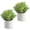 HomEdge Artificial Mini Potted Boxwood, Artificial Plastic Plant Greenery With Pot For Home, Office Desk Decoration 5 HomEdge Artificial Mini Potted Boxwood, Artificial Plastic Plant Greenery With Pot For Home, Office Desk Decoration -Green Leaf Store 51Js9bngEHL