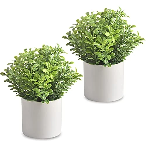 HomEdge Artificial Mini Potted Boxwood, Artificial Plastic Plant Greenery With Pot For Home, Office Desk Decoration 1 HomEdge Artificial Mini Potted Boxwood, Artificial Plastic Plant Greenery With Pot For Home, Office Desk Decoration