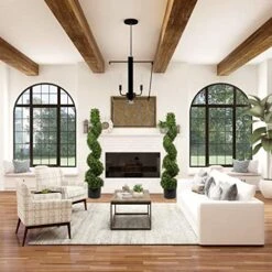 Season’s Need 4ft Artificial Boxwood Spiral Topiary Plants, Indoor Entryway, Living Room Or Covered Front Porch Home Decor, Faux Fake Plant Decoration, Set Of 2 -Green Leaf Store 51K18CLmKGL