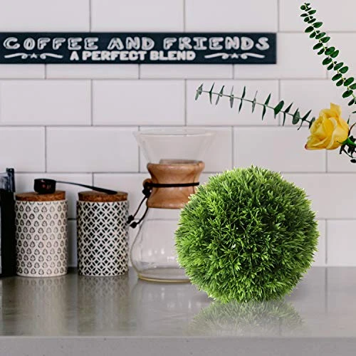 WHW Whole House Worlds Grammercy Grass Ball, 7 Inch Diameter, Lush Green, Topiary Bowl Filler Greenery Globe, Faux New Growth Texture, Reproduction, Plastic 2 WHW Whole House Worlds Grammercy Grass Ball, 7 Inch Diameter, Lush Green, Topiary Bowl Filler Greenery Globe, Faux New Growth Texture, Reproduction, Plastic - Image 2
