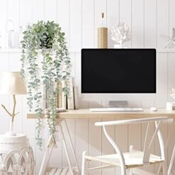 COCOBOO 1pcs Artificial Hanging Plants, Fake Potted Eucalyptus Faux Hanging Plant For Wall Room Home Indoor Outdoor Shelf Decor -Green Leaf Store 51KV15agY4L