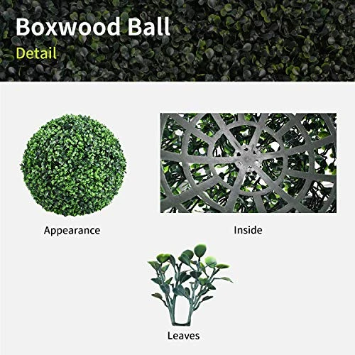 Decwin 2 Pcs 19 Inch Artificial Boxwood Ball 4 Layers Large Topiary Balls UV-Proof Round Greenery Balls For Indoor Outdoor Garden Backyard Patio Indoor Outdoor Front Door Decor, Assembly Needed 3 Decwin 2 Pcs 19 Inch Artificial Boxwood Ball 4 Layers Large Topiary Balls UV-Proof Round Greenery Balls For Indoor Outdoor Garden Backyard Patio Indoor Outdoor Front Door Decor, Assembly Needed - Image 3