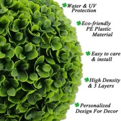 Sunnyglade 2 PCS 15.7 Inch 3 Layers Artificial Plant Topiary Ball Faux Boxwood Decorative Balls For Backyard, Balcony,Garden, Wedding And Home Décor -Green Leaf Store 51KgUUFnacL