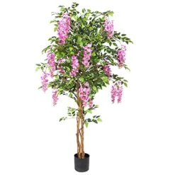 THE BLOOM TIMES 6ft Fake Wisteria Tree Artificial Plants For Home Decor Indoor 6 Feet Tall 72 Inch