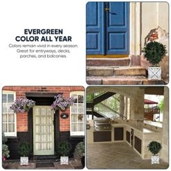 Tin Roof Interiors 24" Tall Artificial Boxwood Shrubs (2), Includes Galvanized Metal Pot, Outdoor Ready, Natural Looking Fake Potted Shrubs -Green Leaf Store 51LEg8lgtJL