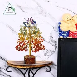 7 Chakra Crystal Tree For Positive Energy - Chakra Tree - Tree Of Life Decor - Stone Bonsai Tree - Premium Meditation Decor - Reiki Tree - Spiritual Gift - Home Decor - Spiritual Decor -Green Leaf Store 51LcfvZwggL