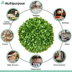 SunnyRoyal Topiary Ball Artificial Outdoor Boxwood Balls Topiary Lifelike Plants, Round Topiary For Indoor/Outdoor Decore, Rose Leaf 15 Inch, 1 Piece -Green Leaf Store 51M1qId2CuL