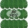 St !GIANTMAN 30 Artificial Palm Leaves For Party Table Decoration, Imitation Tropical Leaf Table Runners Or Greenery Décor For Events, Beach Theme Or Jungle Party Supply (Large, 13.8 X 11.4 Inch) -Green Leaf Store 51MKExRzTRL