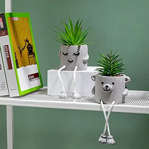 Lavenor Artificial Potted Plant Fake Succulent Plant Cute Hanging Leg Emotional Cement Potted Succulents Decor For Desk Shelf Bedroom Living Room And Office Decoration(Type A + Type C) 5 Lavenor Artificial Potted Plant Fake Succulent Plant Cute Hanging Leg Emotional Cement Potted Succulents Decor For Desk Shelf Bedroom Living Room And Office Decoration(Type A + Type C) - Image 5