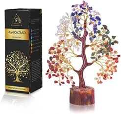 FASHIONZAADI Seven Chakra Tree - Crystal Gifts - Crystal Tree Of Life - Tree Of Life Decor - Gem Tree - Luck Crystal - Tree Of Life Chakra Stones - Crystal Bonsai Tree - Crystal For Desk - Money Tree -Green Leaf Store 51Mg o0UmOL. AC