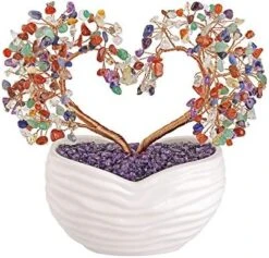 Jovivi Amethyst Crystal Heart Money Tree Healing Gemstone Bonsai Ornament For Wedding Ceremony Reiki Balancing Energy Meditation Feng Shui Wealth & Good Luck Home Indoor Office Decor 7.87"-8.26" -Green Leaf Store 51MhioxGlEL. AC