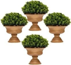 Goplus 4 Pack Artificial Boxwood Topiary Trees, Mini Fake Greenery Plants, Small Faux Decorative Plants, Tabletop Potted Artificial Plants For Home Office Desk Dining Table (Green-Heart Shape) -Green Leaf Store 51MiGFc jDL. AC