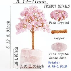 CYFGG Chakra Tree Decor Healing Crystal Tree With Natural Stone Base Decor Copper Money Bonsai Tree Quartz Tree Of Life Suitable For Home Office Table Decorations(Pink) -Green Leaf Store 51MkMJ9V0DL