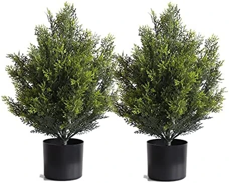 Cedar Artificial Bush,Faux Shrub,Topiary Artificial Cypress Tree,Includes Black Plastic Pot,2 Packs Fake Trees,Home Decor For Indoor And Outdoor,Faux Plants Outdoor,Artificial Greenery Set,24inch 4 Cedar Artificial Bush,Faux Shrub,Topiary Artificial Cypress Tree,Includes Black Plastic Pot,2 Packs Fake Trees,Home Decor For Indoor And Outdoor,Faux Plants Outdoor,Artificial Greenery Set,24inch - Image 4