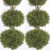 Silk Tree Warehouse Two 66 Inch Artificial Boxwood Triple Ball Topiary Trees Potted UV Rated 5 And A Half Foot Tall