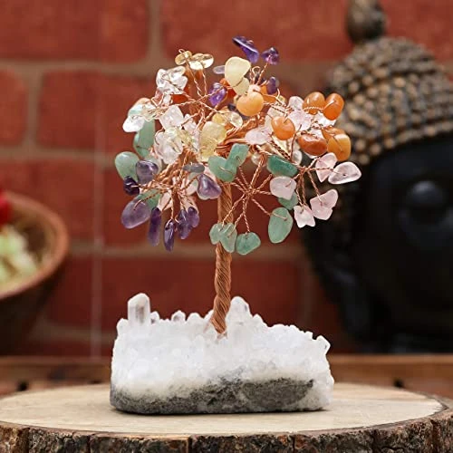 7 Chakra Tree Of Life - Gemstone Tree, White Aura Base, Seven Chakra Tree, Copper Wire Money Bonsai, Crystal Tree For Positive Energy, Feng Shui Good Luck Decor - Healing Stone Tree, Spiritual Gift 3 7 Chakra Tree Of Life - Gemstone Tree, White Aura Base, Seven Chakra Tree, Copper Wire Money Bonsai, Crystal Tree For Positive Energy, Feng Shui Good Luck Decor - Healing Stone Tree, Spiritual Gift - Image 3