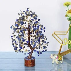 JAGASY Lapis Lazuli - Crystal Tree Of Life - Gemstone Money Tree - Holistic Gifts For Women - Crystal Bonsai Tree - Desk Decorations For Women Office - Meditation Decor - Good Luck Spiritual Gift -Green Leaf Store 51NREwN6k6L