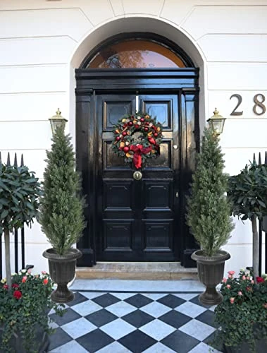 Momoplant (Set Of 2 4 Foot Artificial Cypress Topiary Tree Cedar Potted Plant Outdoor/Indoor 6 Momoplant (Set Of 2 4 Foot Artificial Cypress Topiary Tree Cedar Potted Plant Outdoor/Indoor - Image 6