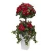 Nearly Natural Poinsettia Berry Topiary With Decorative Planter, 4' 13 Nearly Natural Poinsettia Berry Topiary With Decorative Planter, 4' -Green Leaf Store 51PEikuWgvL