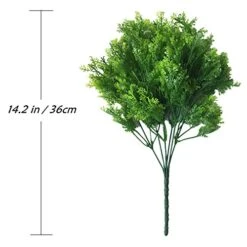 LoveniMen Artificial Shrubs, Plastic Plants Simulation Fake Bushes Wedding Outdoor Indoor Home Garden Verandah Kitchen Parterre Office Table Centerpieces Arrangements Decoration Green 4pcs -Green Leaf Store 51PRmYUXmZL