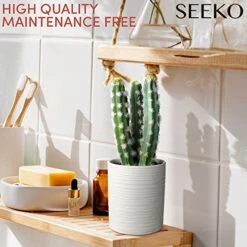 SEEKO Fake Cactus For Home Décor 11" - Artificial Faux Cactus For Southwest, Office, Desk, Shelf - Indoor Fake Plants - White Décor Accents - Modern Farmhouse Decor  -Green Leaf Store 51PkDZv2QFL