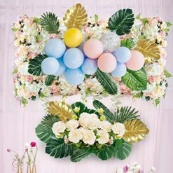 Sggvecsy 82 Pieces 8 Kinds Artificial Tropical Palm Leaves Tropical Leaves Monstera Leaves Safari Jungle Leaf With Stems For Hawaiian Luau Party Beach Table Wedding Shower Birthday Theme Decorations -Green Leaf Store 51PxJARWbsL