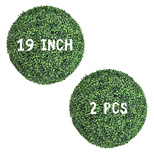 Decwin 2 Pcs 19 Inch Artificial Boxwood Ball 4 Layers Large Topiary Balls UV-Proof Round Greenery Balls For Indoor Outdoor Garden Backyard Patio Indoor Outdoor Front Door Decor, Assembly Needed 1 Decwin 2 Pcs 19 Inch Artificial Boxwood Ball 4 Layers Large Topiary Balls UV-Proof Round Greenery Balls For Indoor Outdoor Garden Backyard Patio Indoor Outdoor Front Door Decor, Assembly Needed