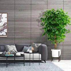 OXLLXO 6ft Artificial Ficus Silk Tree (72in) With Plastic Nursery Pot Faux Tree, Fake Plant For Office House Farmhouse Living Room Home Decor (Indoor/Outdoor) -Green Leaf Store 51Qlr7J0X8L