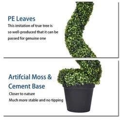 Goplus 4 Feet Spiral Boxwood Artificial Topiary Trees, Large Faux Plant With UV Resistant Realistic Leaves & Cement-Filled Pot, Tall Fake Plant For Indoor Outdoor Home Front Porch Decor -Green Leaf Store 51QltPA5WJL