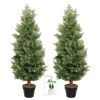 Aveyas 2 Pack 4ft Artificial Cone Topiary Cedar Trees In Cemented Plastic Pot, Fake Cypress Plants Faux Mini Pine Silk Trees For Indoor Outdoor Patio Front Door Porch Floor Home Modern Decor, 4 Feet -Green Leaf Store 51QoqLXLLnL