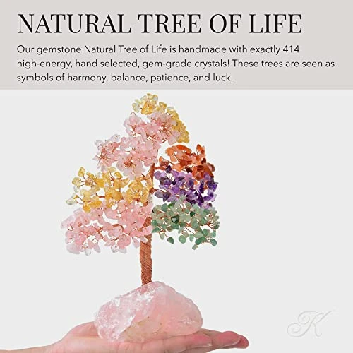 KALIFANO Premium Natural Tree Of Life (414 Gemstone Count) Chakra Crystal Tree With Rose Quartz Base With Healing Properties - Bonsai Feng Shui Money Tree For Healing And Luck 1 KALIFANO Premium Natural Tree Of Life (414 Gemstone Count) Chakra Crystal Tree With Rose Quartz Base With Healing Properties - Bonsai Feng Shui Money Tree For Healing And Luck
