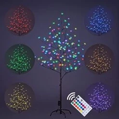 Lightshare Cherry Blossom Tree 5FT 128 LED Lighted Tree For Decoration Inside And Outside, Home Patio Wedding Festival Christmas Decor, Warm White -Green Leaf Store 51RI1Irf8zL. AC