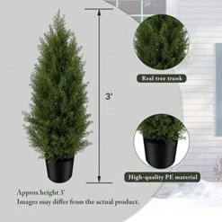 SeelinnS Artificial Cedar Pine Tree Christmas Tree Artificial Topiary Cedar Trees Potted UV Rated Plant For Home Decor Indoors And Outdoors 3FT Fake Plants Tall Artificial Plants Shrubs (2 Pack) 11 SeelinnS Artificial Cedar Pine Tree Christmas Tree Artificial Topiary Cedar Trees Potted UV Rated Plant For Home Decor Indoors And Outdoors 3FT Fake Plants Tall Artificial Plants Shrubs (2 Pack) -Green Leaf Store 51RLk6FkY5L