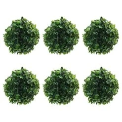 EXCEART Boxwood Topiary 6pcs Artificial Plant Ball Topiary Ball Ornament For Garden Topiary Tree Wedding Party Hanging Wall Decoration 10cm Front Door Planters -Green Leaf Store 51RYobcJ7uL
