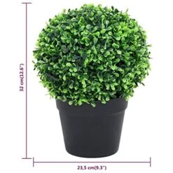 VidaXL 2x Artificial Boxwood Plants With Pots Ball Shaped Outdoor Ball Shaped Realistic Fake Plant Floral Decor Artificial Flower Green -Green Leaf Store 51SL6sCVJML