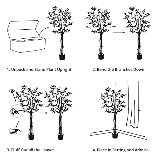 Cozy Castle Artificial Ficus Tree 71in - Faux Indoor Tree For Home Decor, Evergreen 6-Feet Tall Fake Tree Plant, Fake Floor Plant With Sturdy Plastic Nursery Pot For Living Room, Farmhouse, Office 5 Cozy Castle Artificial Ficus Tree 71in - Faux Indoor Tree For Home Decor, Evergreen 6-Feet Tall Fake Tree Plant, Fake Floor Plant With Sturdy Plastic Nursery Pot For Living Room, Farmhouse, Office - Image 5