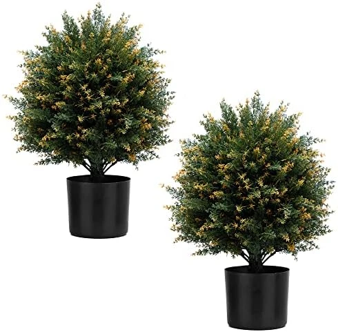 ECOLVANT Artificial Topiary Cedar Ball Tree Two 20''T Artificial Cedar Tree UV Resistant Bushes Potted Plants Artificial Shrubs For Indoor Outdoor Home Garden (Yellow-Green) 6 ECOLVANT Artificial Topiary Cedar Ball Tree Two 20''T Artificial Cedar Tree UV Resistant Bushes Potted Plants Artificial Shrubs For Indoor Outdoor Home Garden (Yellow-Green) - Image 6