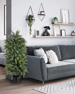 YEMMEN 2 Pack 3.5ft Artificial Cedar Topiary Trees, Outdoor Artificial Plants For Front Porch Décor, Artificial Shrubs Fake Plants Uv Rated Potted Plants For Outdoor, Indoor, Front Door, Office. -Green Leaf Store 51SPcVovJiL