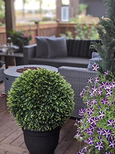 365 Curb Appeal - 23" XL Cedar (Cypress) Topiary Ball | Artificial Mum Spheres | Garden Spheres | Outdoor Topiary Ball | Decorative Topiary Balls For Wedding | Green Topiary Balls Decor | UV Protected 4 365 Curb Appeal - 23" XL Cedar (Cypress) Topiary Ball | Artificial Mum Spheres | Garden Spheres | Outdoor Topiary Ball | Decorative Topiary Balls For Wedding | Green Topiary Balls Decor | UV Protected - Image 4