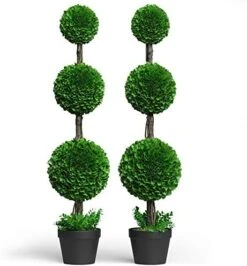 Barnyard Designs 3ft (36”) Artificial Boxwood Topiary Ball Plant, Front Porch Home Decor, Faux Fake Plant Decoration, (Single) -Green Leaf Store 51U113pQ8dL. AC